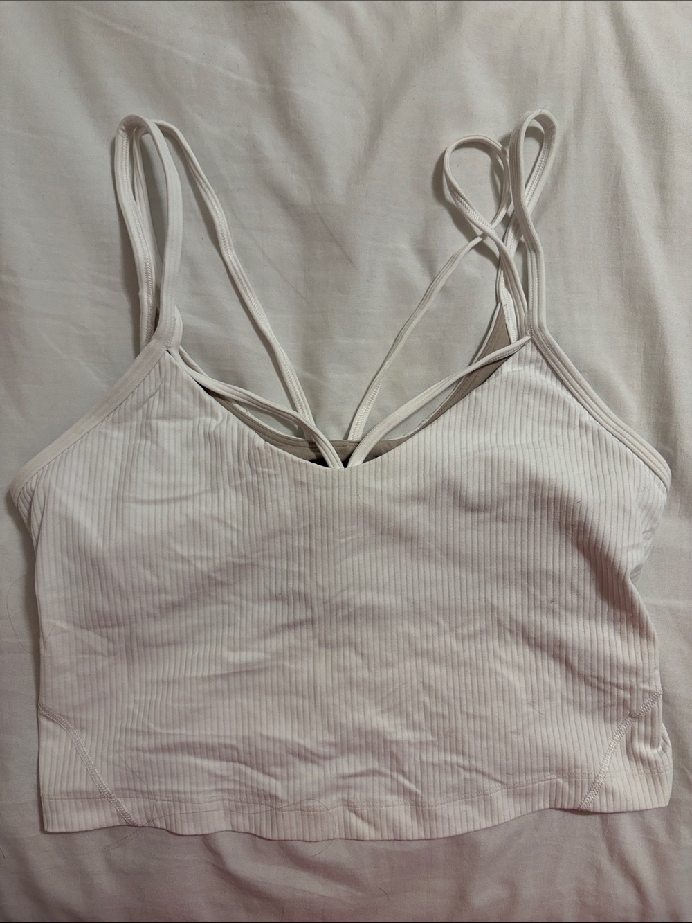 lululemon athletica White Ribbed Strappy Align Tank